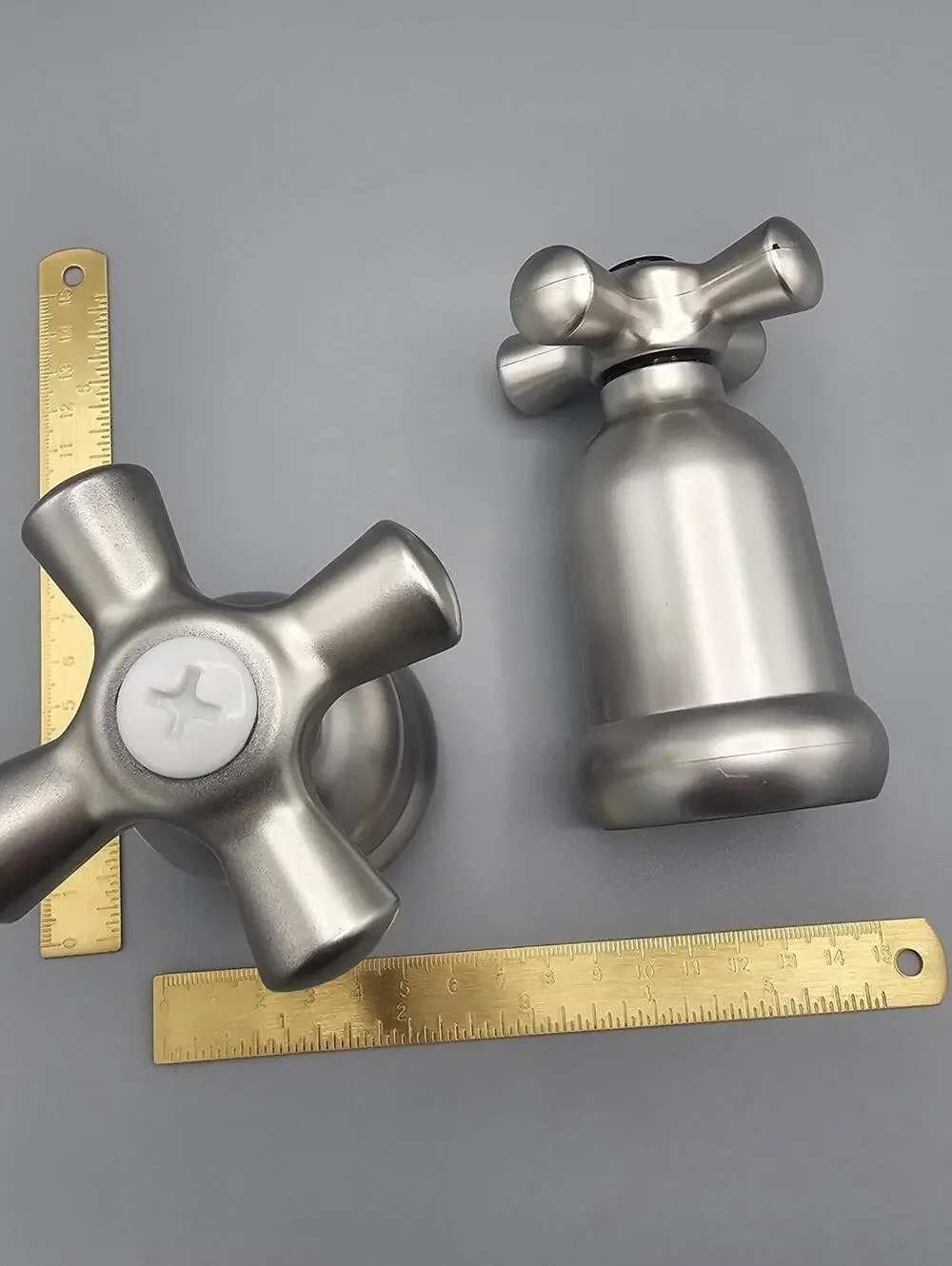 Set of Two Silver salt and pepper shakers with Cross Design